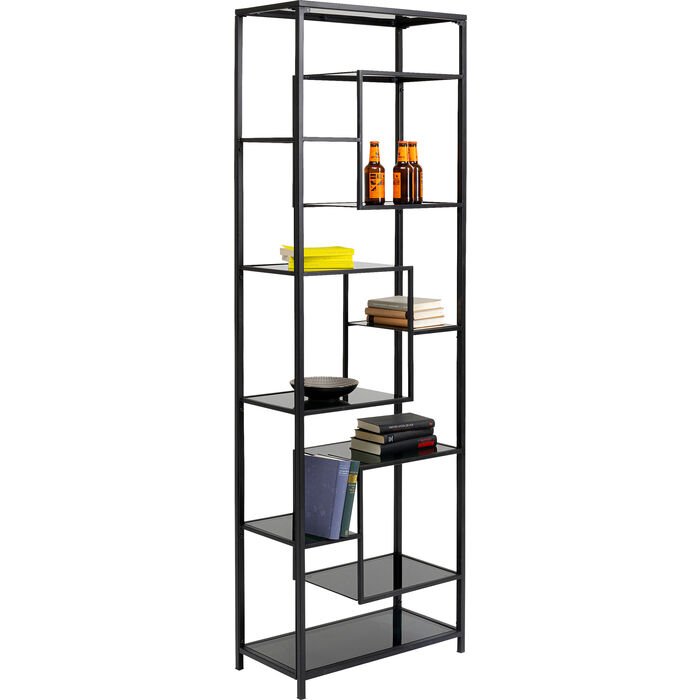 KARE DESIGN Loft reol, rektangulr - antracit glas og sort stl (H:195)