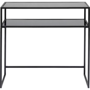 KARE DESIGN Loft konsolbord, m. 1 hylde - glas og sort stl (85x30)