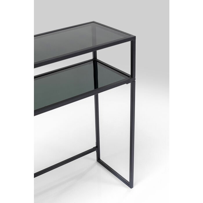 KARE DESIGN Loft konsolbord, m. 1 hylde - glas og sort stl (85x30)