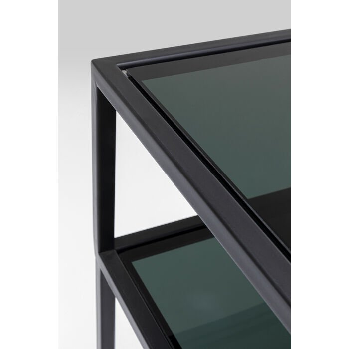 KARE DESIGN Loft konsolbord, m. 1 hylde - glas og sort stl (85x30)