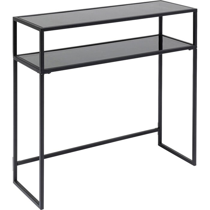 KARE DESIGN Loft konsolbord, m. 1 hylde - glas og sort stl (85x30)
