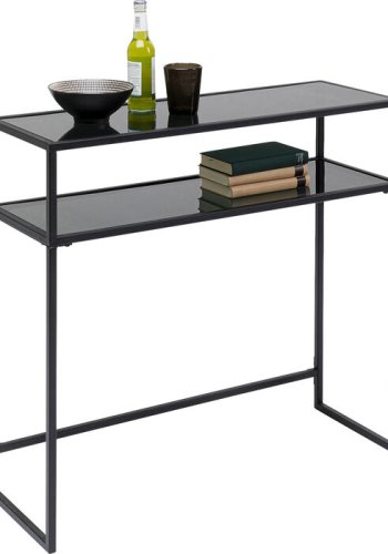 KARE DESIGN Loft konsolbord, m. 1 hylde - glas og sort stl (85x30)