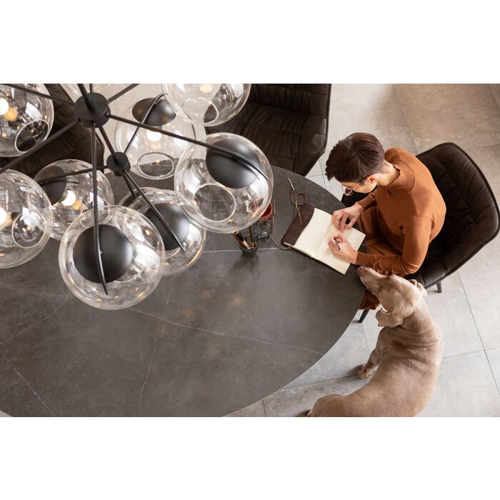 KARE DESIGN Grande Possibilita spisebord, oval - keramik dolomit og sort aluminium (180x200) 