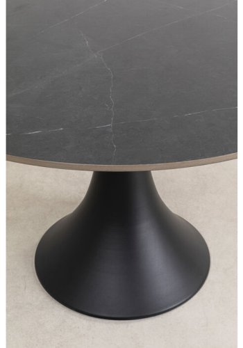 KARE DESIGN Grande Possibilita spisebord, rund - keramik dolomit og sort aluminium (120)