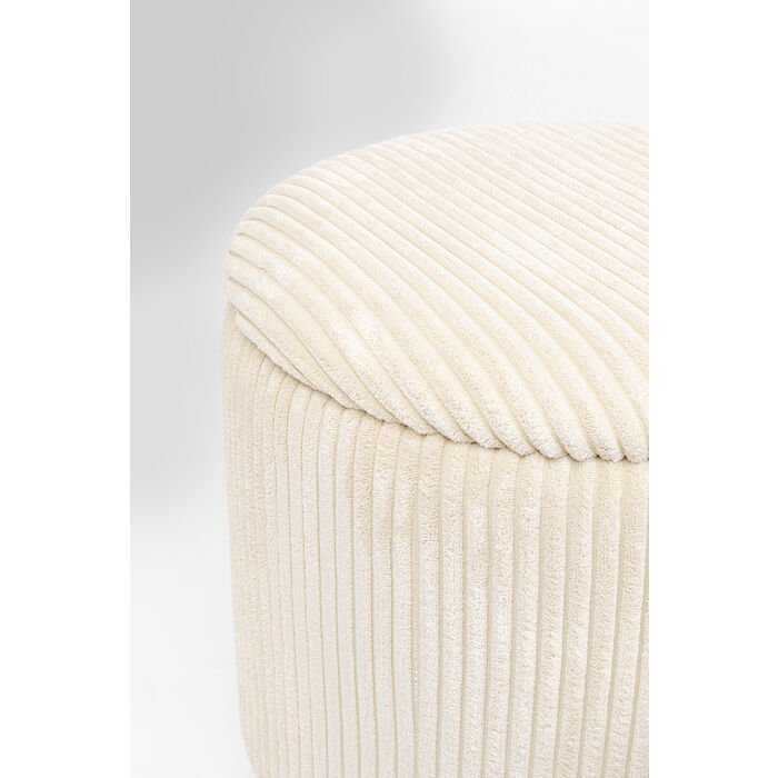 KARE DESIGN Plush skammel, m. opbevaringsplads, rund - creme fljl og guld stl (st af 2)