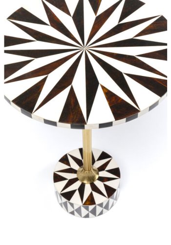 KARE DESIGN Domero Star sidebord, rund - brun/hvid polyresin og messing stl (40)