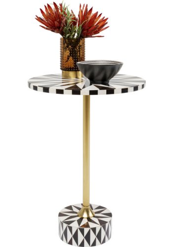 KARE DESIGN Domero Star sidebord, rund - brun/hvid polyresin og messing stl (40)