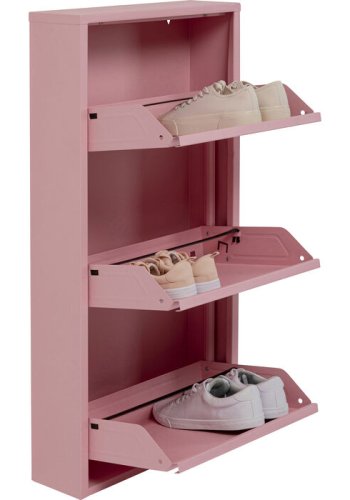 KARE DESIGN Caruso 3 skoskab, m. 3 lger - lyserd stl (H:104)