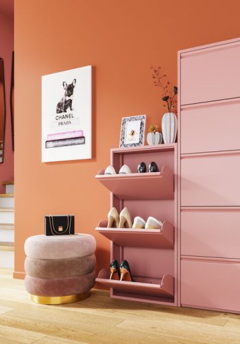 KARE DESIGN Caruso 3 skoskab, m. 3 lger - lyserd stl (H:104)