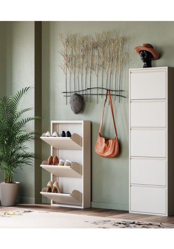 KARE DESIGN Caruso 3 skoskab, m. 3 lger - creme stl (H:104)