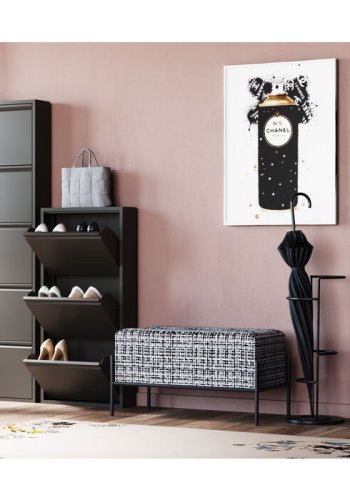 KARE DESIGN Caruso 5 skoskab, m. 5 lger - sort stl (H:173)