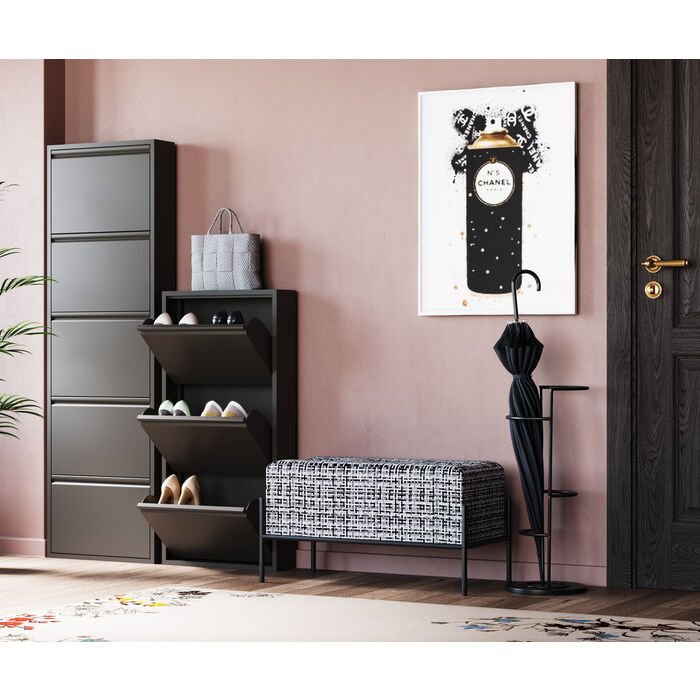 KARE DESIGN Caruso 5 skoskab, m. 5 lger - sort stl (H:173)