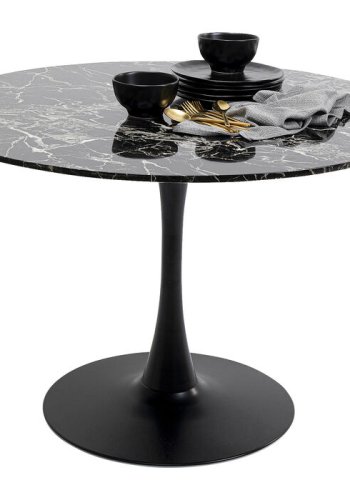 KARE DESIGN Schickeria spisebord, rund - sort marmorlook laminat og sort stl (110)