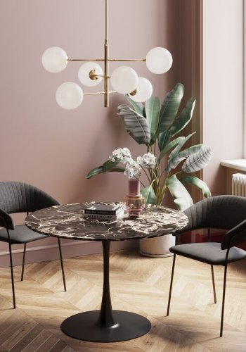 KARE DESIGN Schickeria spisebord, rund - sort marmorlook laminat og sort stl (110)