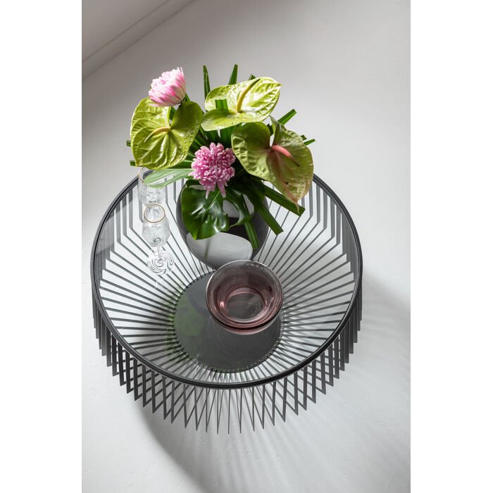 KARE DESIGN Corinne sofabord, rund - klar glas og sort stl (80)