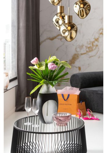 KARE DESIGN Corinne sofabord, rund - klar glas og sort stl (80)