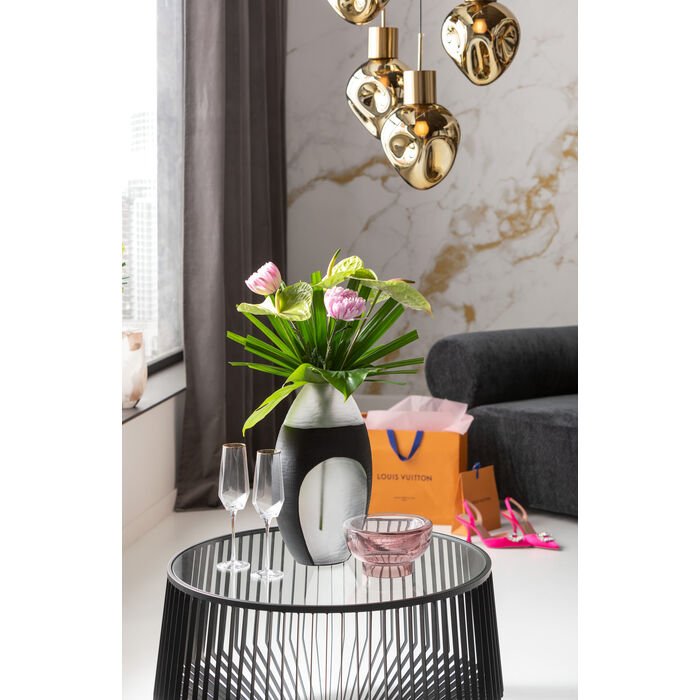 KARE DESIGN Corinne sofabord, rund - klar glas og sort stl (80)