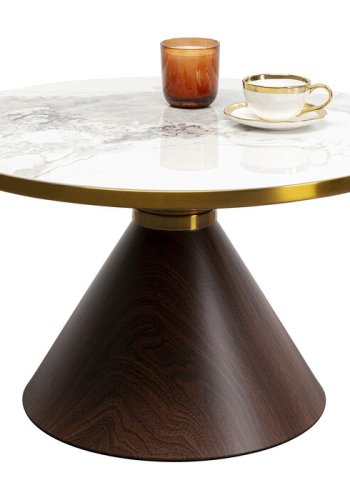 KARE DESIGN Cono sofabord, rund - hvid/gr stentj, brun repapir og guld stl (70)