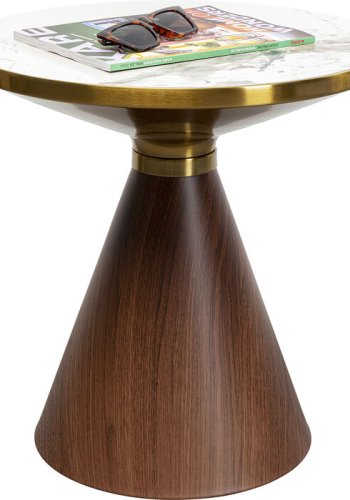 KARE DESIGN Cono sofabord, rund - hvid/gr stentj, brun repapir og guld stl (50)