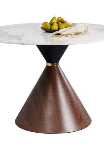 KARE DESIGN Cono spisebord, rund - hvid/gr stentj, brun repapir og guld stl (120)