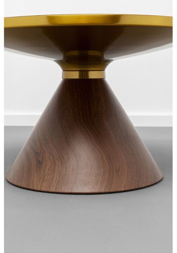 KARE DESIGN Cono sofabord, rund - valnddefarvet finér, brun repapir og guld stl (70)