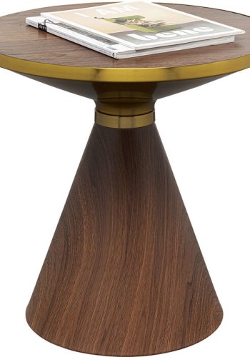 KARE DESIGN Cono sofabord, rund - valnddefarvet finér, brun repapir og guld stl (50)