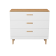 KOCOT Denver kommode, m. 3 skuffer - hvid spnplade og natur hickory/egetr