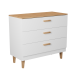 KOCOT Denver kommode, m. 3 skuffer - hvid spnplade og natur hickory/egetr