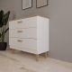 KOCOT Denver kommode, m. 3 skuffer - hvid spnplade og natur hickory/egetr