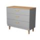 KOCOT Denver kommode, m. 3 skuffer - chinchilla gr spnplade og natur hickory/egetr 
