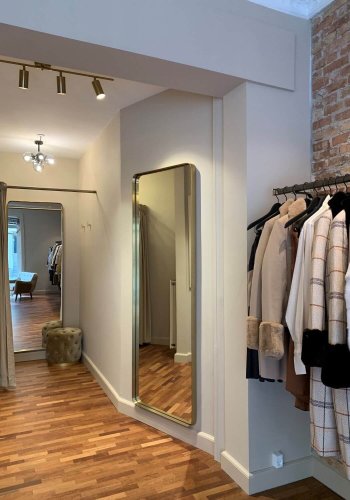 KARE DESIGN Curve Rectangular Brass spejl - spejlglas og messingbelagt ramme, firkantet (200x70)