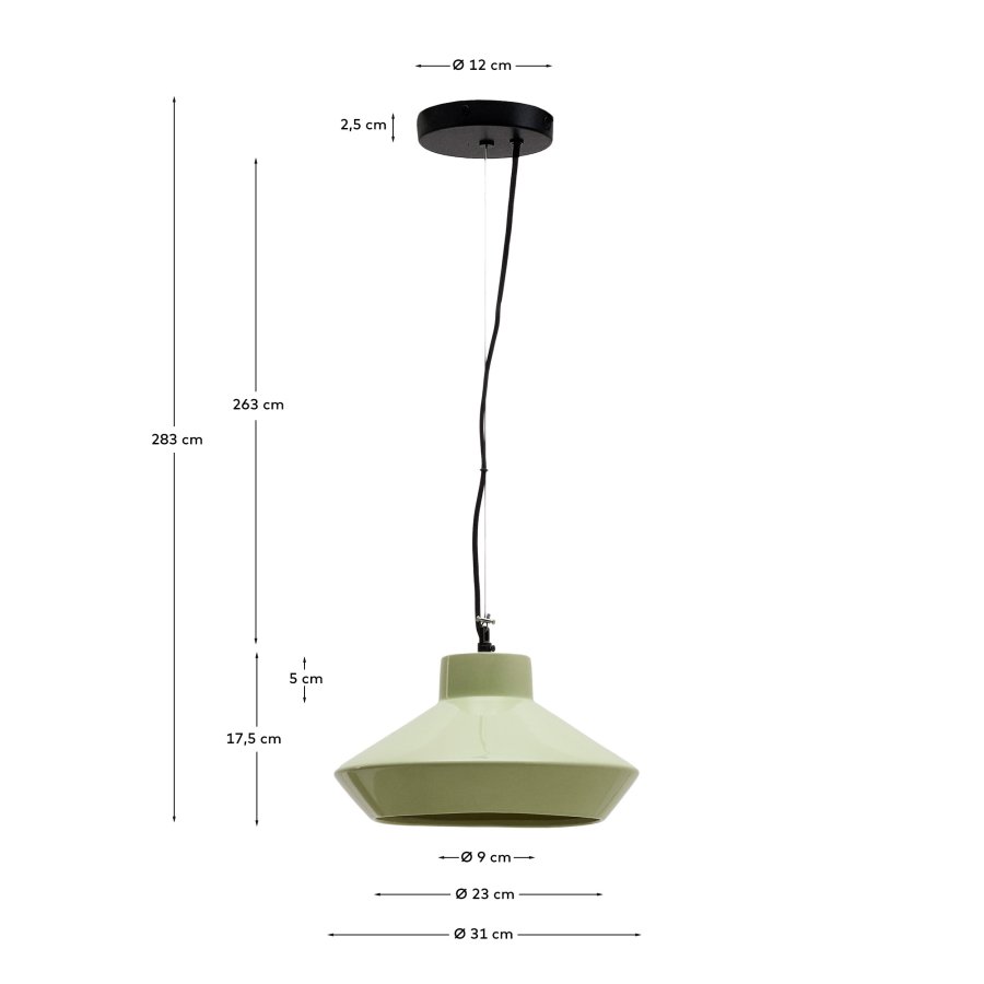 KAVE HOME Portol grn keramisk loftslampe