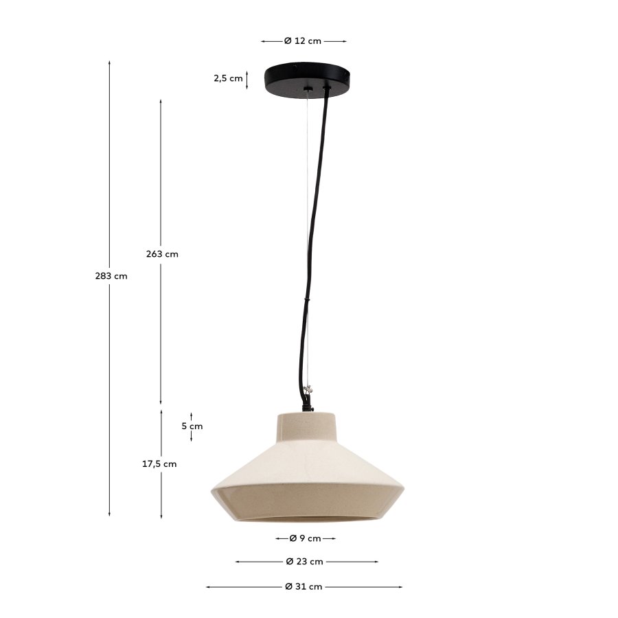 KAVE HOME Portol beige keramisk loftslampe