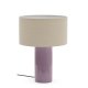 KAVE HOME Tonerisk keramisk bordlampe med lilla finish og bomuld