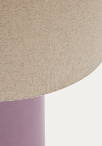 KAVE HOME Tonerisk keramisk bordlampe med lilla finish og bomuld