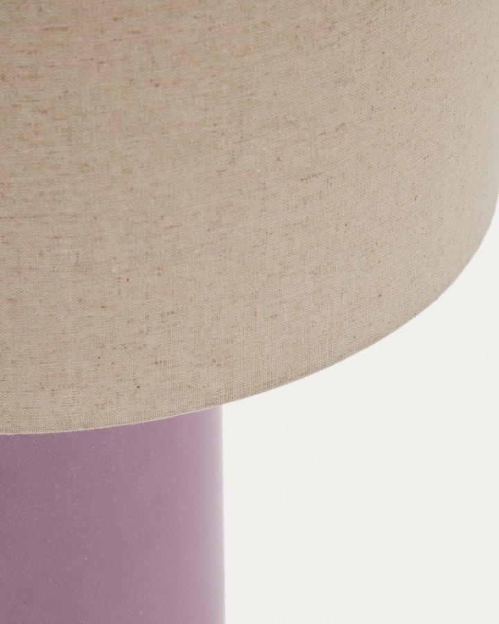 KAVE HOME Tonerisk keramisk bordlampe med lilla finish og bomuld