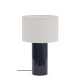 KAVE HOME Tonerisk keramisk bordlampe med bl finish og bomuld