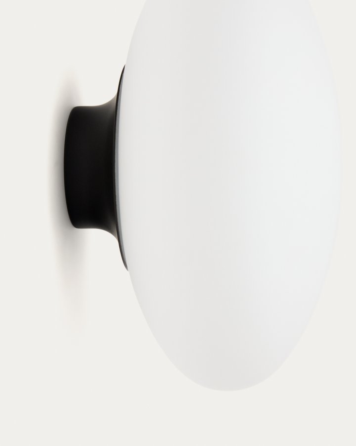 KAVE HOME Bamila vglampe i rget glas og sort metal 25cm