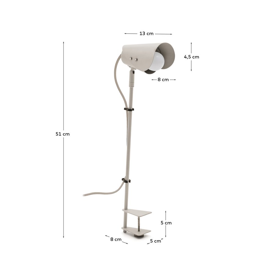 KAVE HOME Jula skrivebordslampe med klemme i grt metal