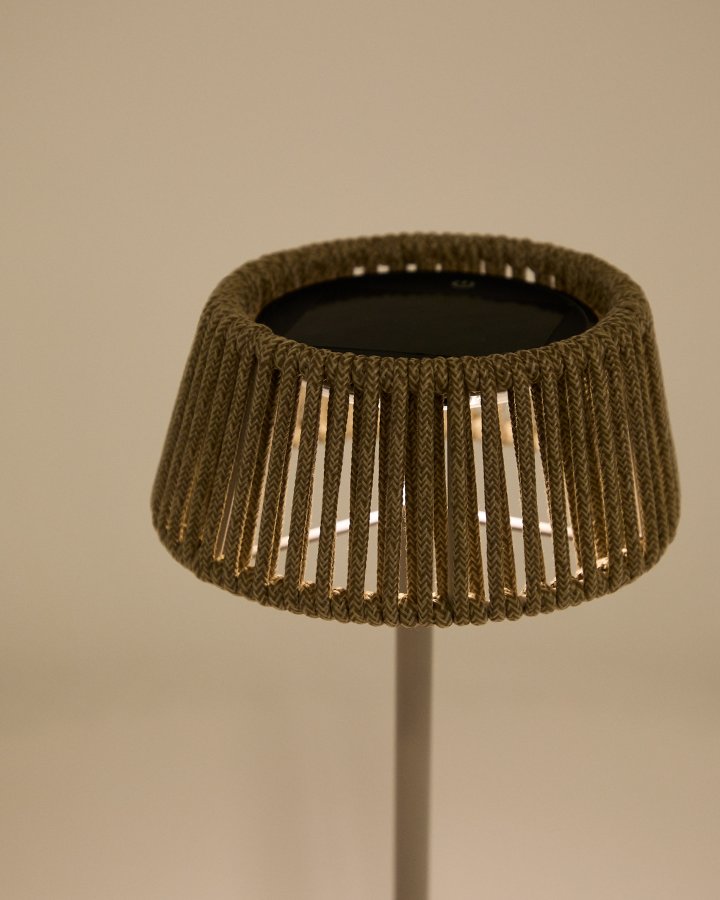 KAVE HOME Aldet udendrs solcelle bordlampe, brbar - gr tovsnor og aluminium