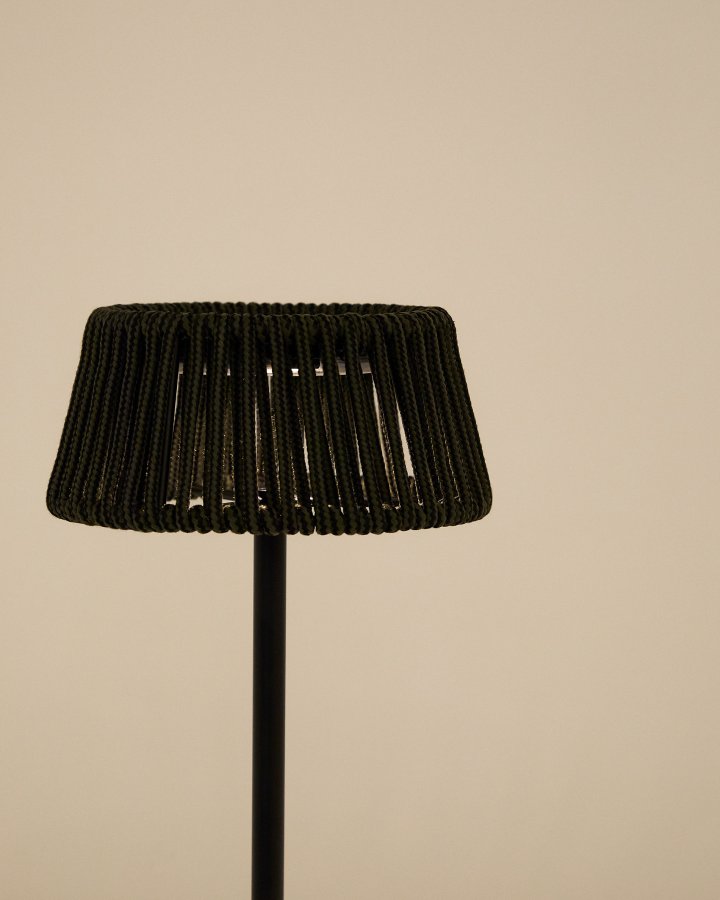 KAVE HOME Aldet udendrs solcelle bordlampe, brbar - grn tovsnor og aluminium