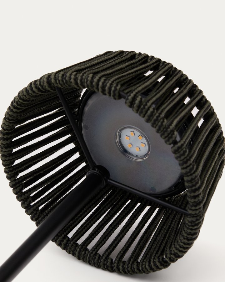 KAVE HOME Aldet udendrs solcelle bordlampe, brbar - grn tovsnor og aluminium