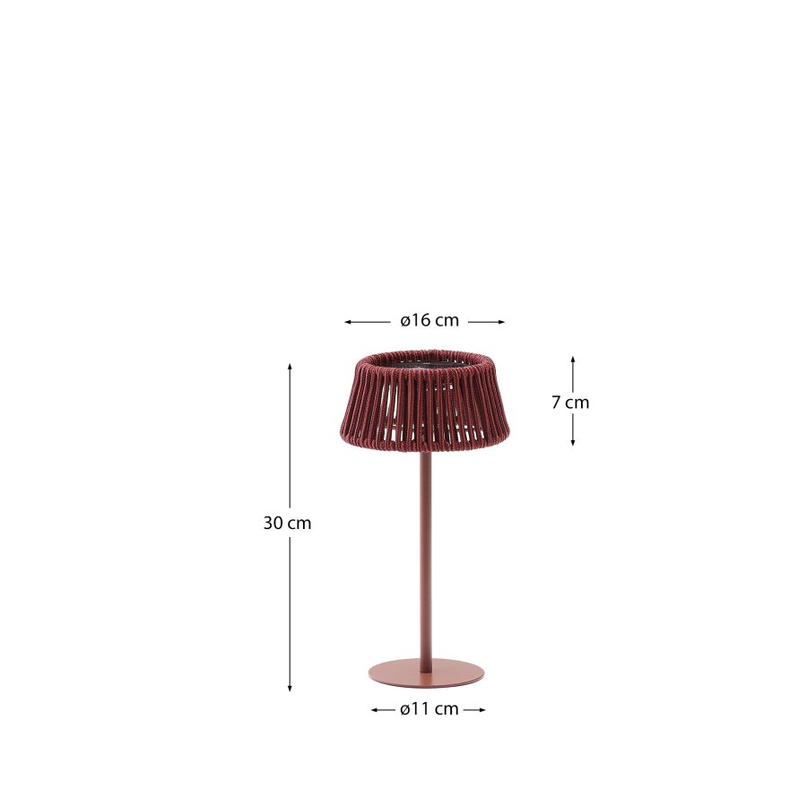 KAVE HOME Aldet udendrs solcelle bordlampe, brbar - terracotta tovsnor og aluminium