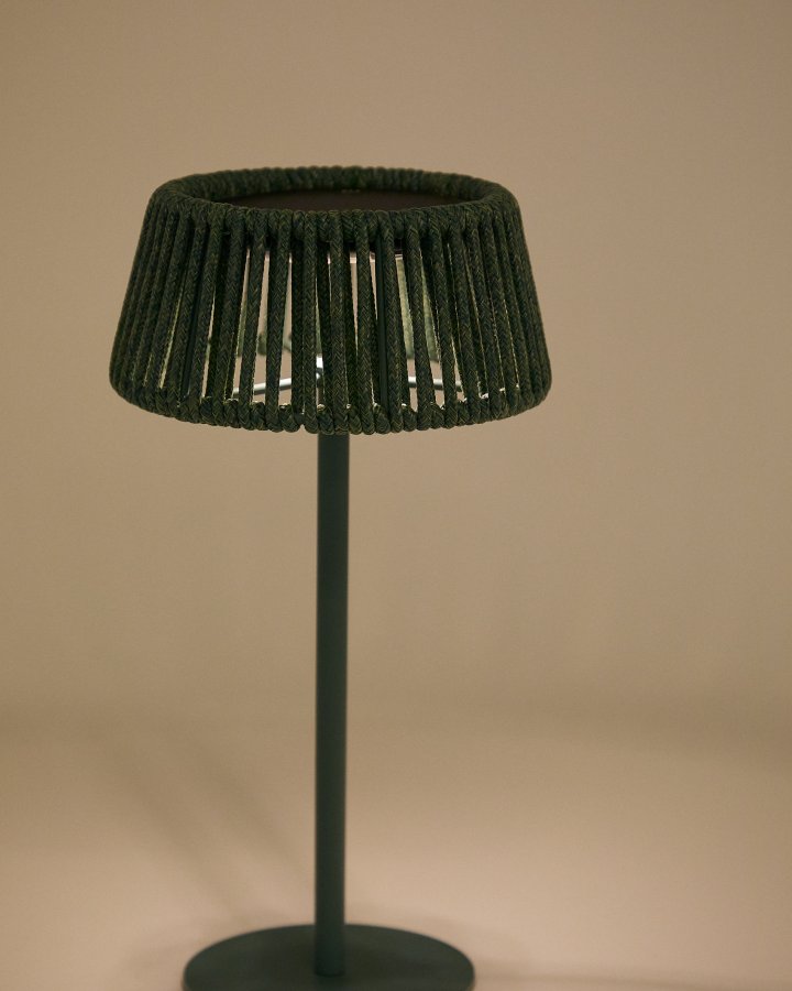 KAVE HOME Aldet udendrs solcelle bordlampe, brbar - turkis tovsnor og aluminium