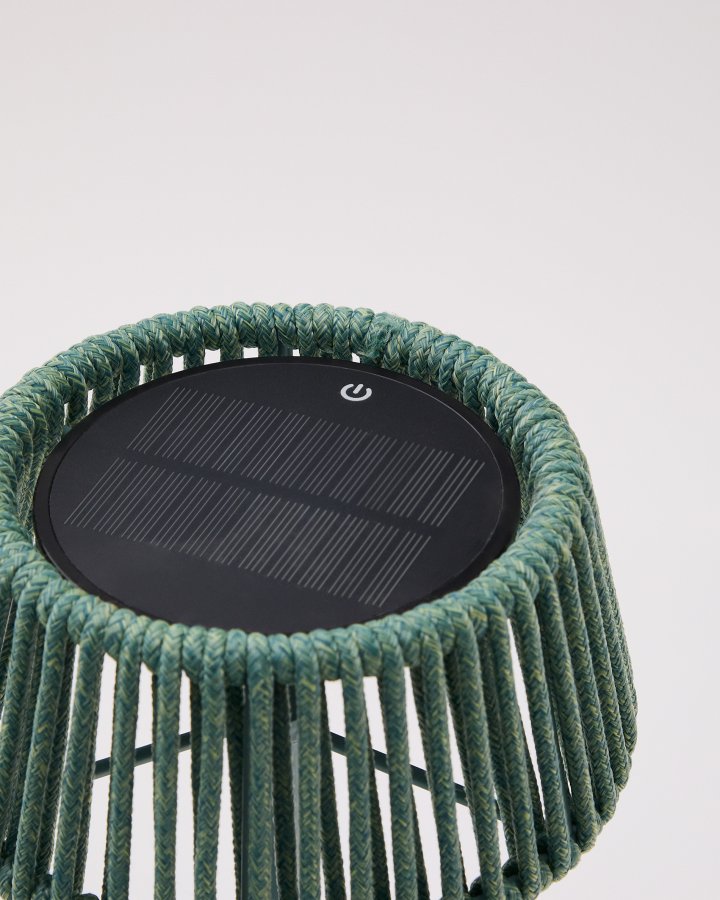 KAVE HOME Aldet udendrs solcelle bordlampe, brbar - turkis tovsnor og aluminium