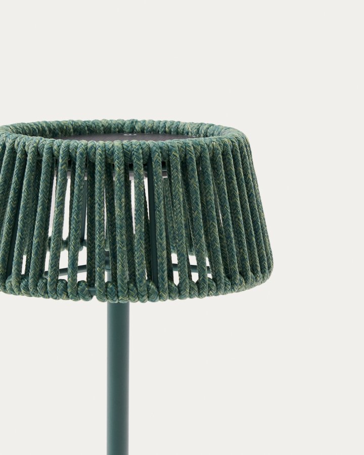 KAVE HOME Aldet udendrs solcelle bordlampe, brbar - turkis tovsnor og aluminium