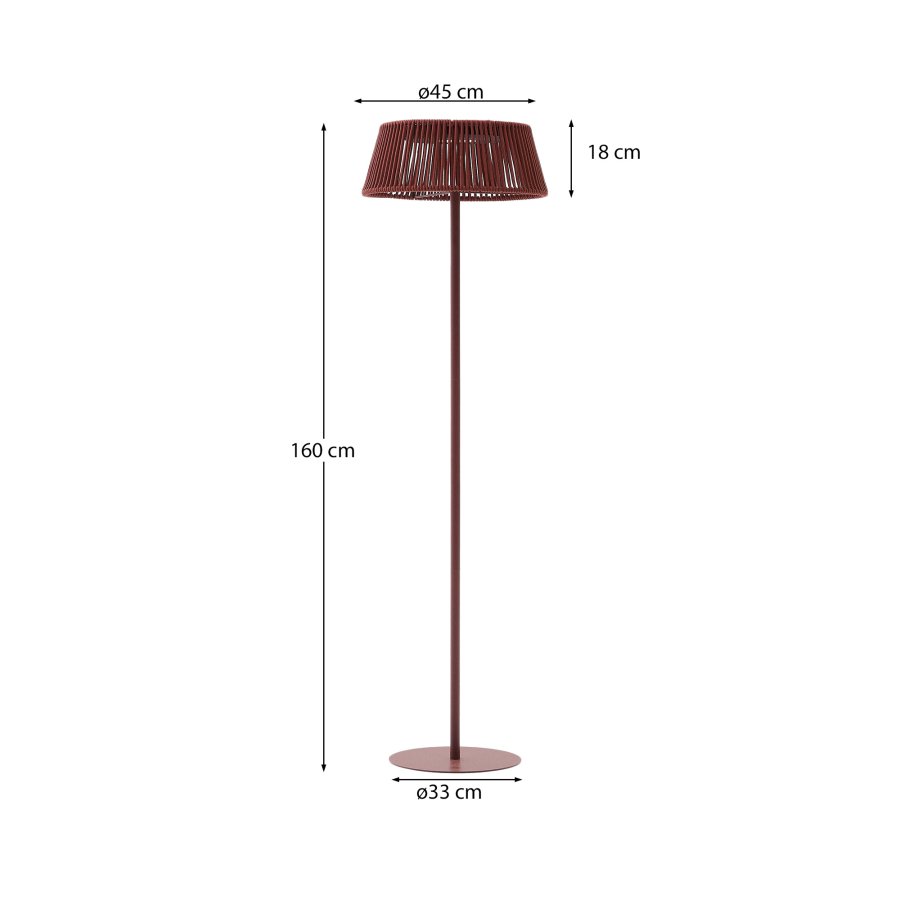 KAVE HOME Aldet udendrs solcelle gulvlampe, brbar - gr tovsnor og aluminium (46)