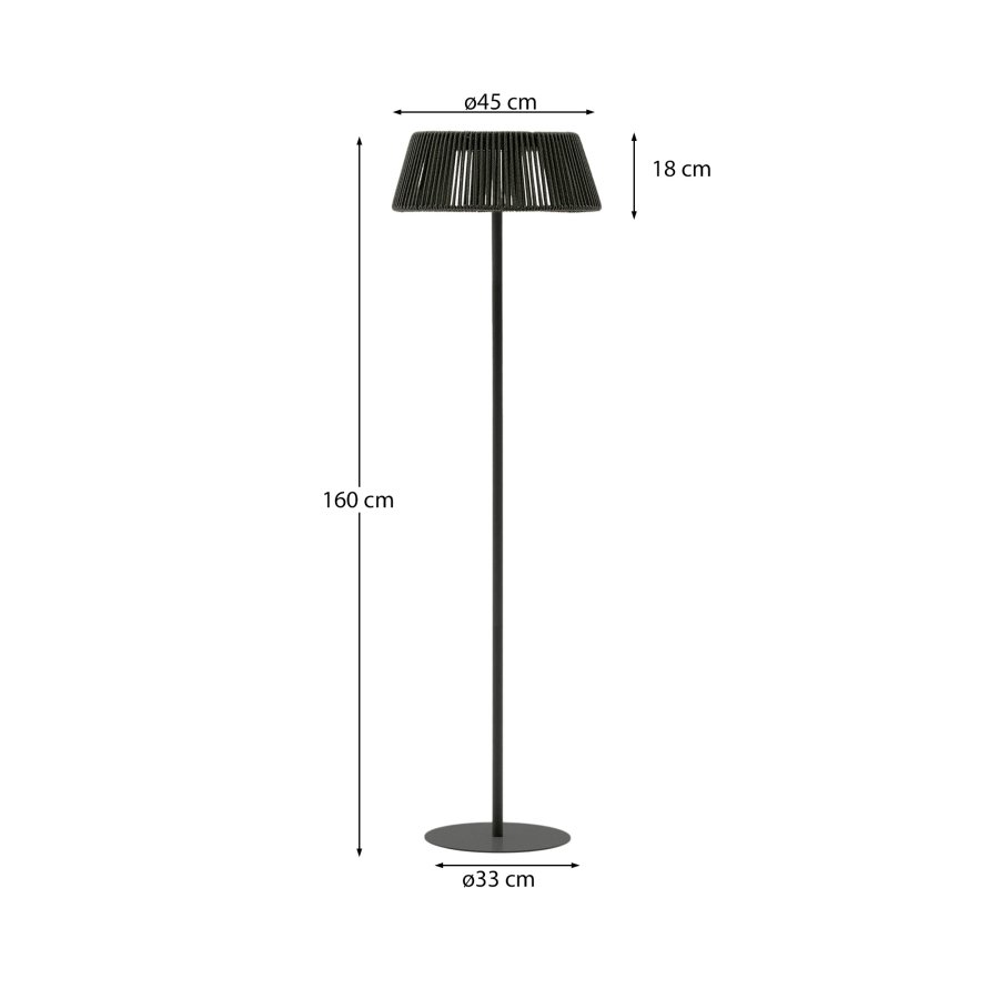 KAVE HOME Aldet udendrs solcelle gulvlampe, brbar - grn tovsnor og aluminium (46)