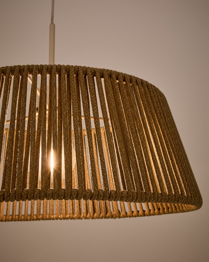 KAVE HOME Aldet udendrs loftslampeskrm - gr tovsnor og aluminium (46)