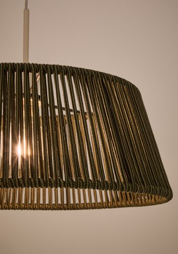 KAVE HOME Aldet udendrs loftslampeskrm - grn tovsnor og aluminium (46)